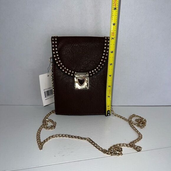 Crossbody Phone Purse Black With Gold Studs With Two Pockets Women’s Shoulder - Picture 2 of 5